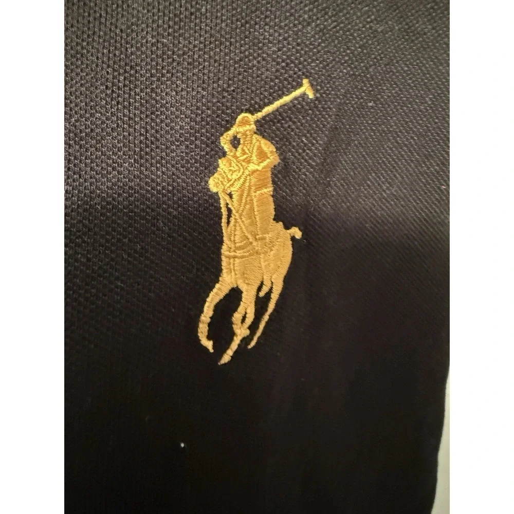 Ralph Lauren Limited Edition Polo‎ Shirt Custom Fit Sz XL Gold Big Pony Black